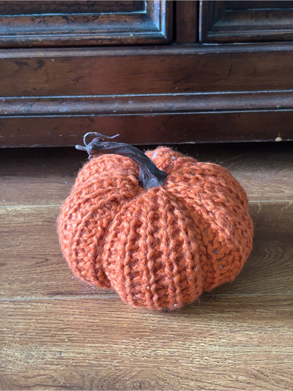 Handmade Orange Knit Pumpkin Home Art Accent